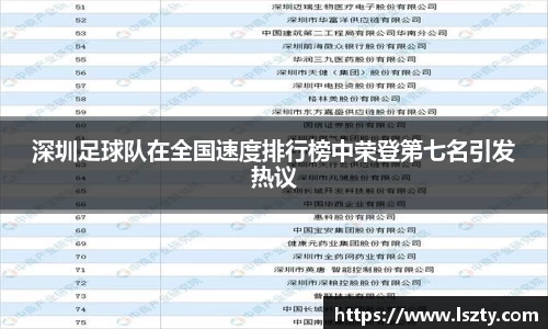 深圳足球队在全国速度排行榜中荣登第七名引发热议